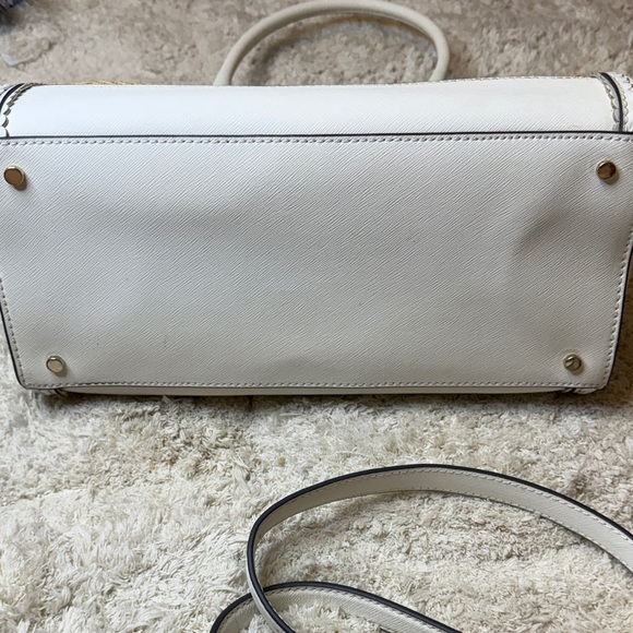 Kate Spade Reiley Straw Dome Satchel Tan and White - Picture 9 of 14